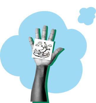 Kid hand with stickers